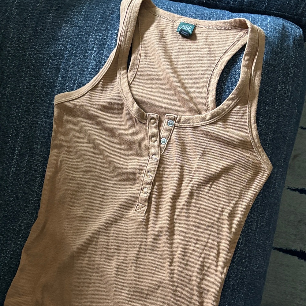 Wild Fable Buttoned Tan Tank Top